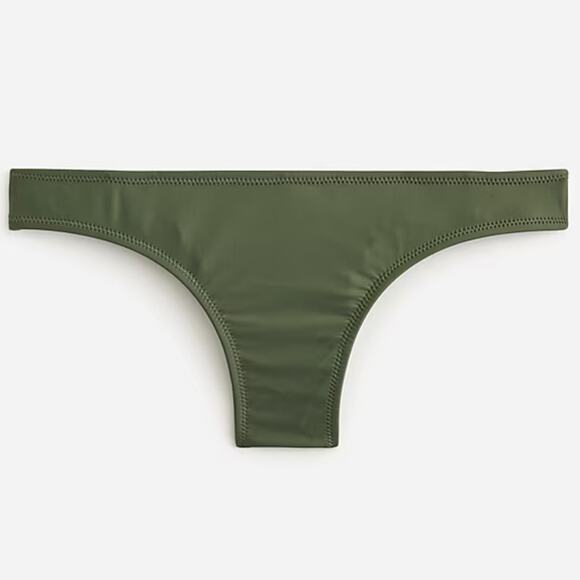 J.CREW Curved Waist Cheeky Bikini Bottom Cool Cyprus Green Stretch Medium NEW - Picture 2 of 10